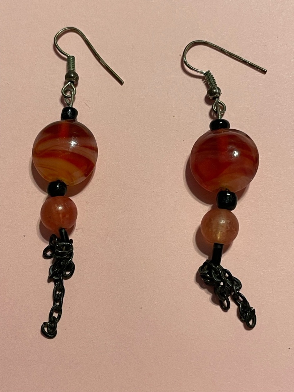 Art Glass Bead Pierced Earrings #9335